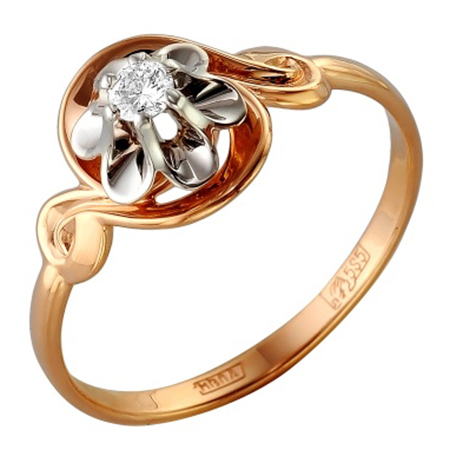 Кольцо, золото, бриллиант, 1-105-283